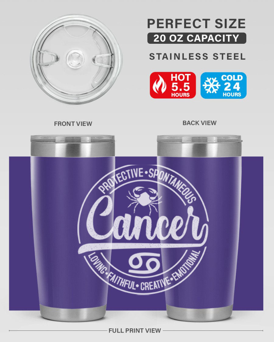 Cancer 154# Tumbler in stainless steel with a stylish design, perfect for hot and cold beverages.