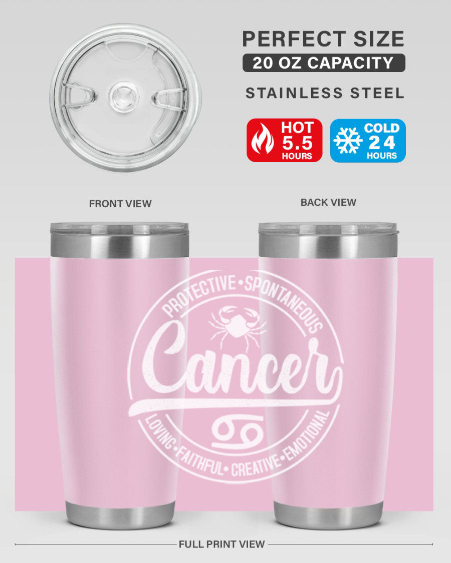 Cancer 154# Tumbler in stainless steel with a stylish design, perfect for hot and cold beverages.