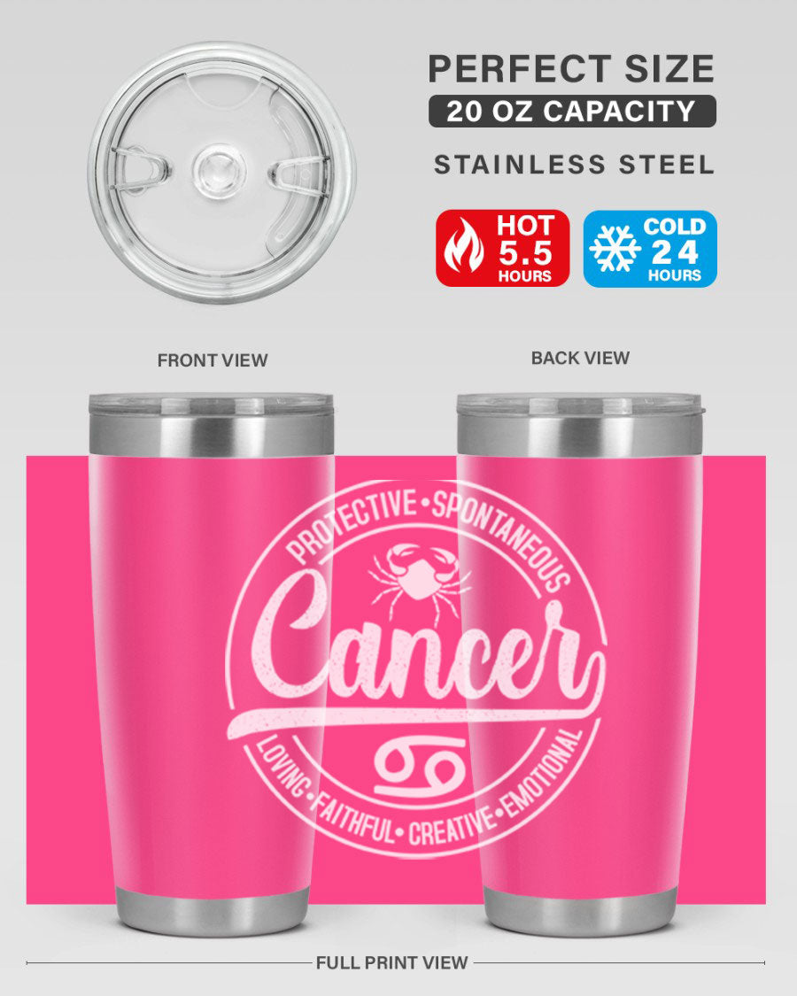 Cancer 154# Tumbler in stainless steel with a stylish design, perfect for hot and cold beverages.