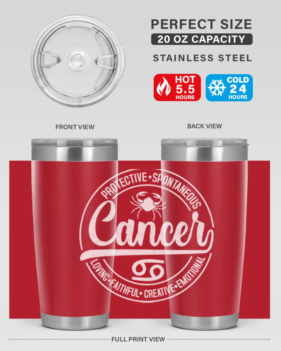 Cancer 154# Tumbler in stainless steel with a stylish design, perfect for hot and cold beverages.