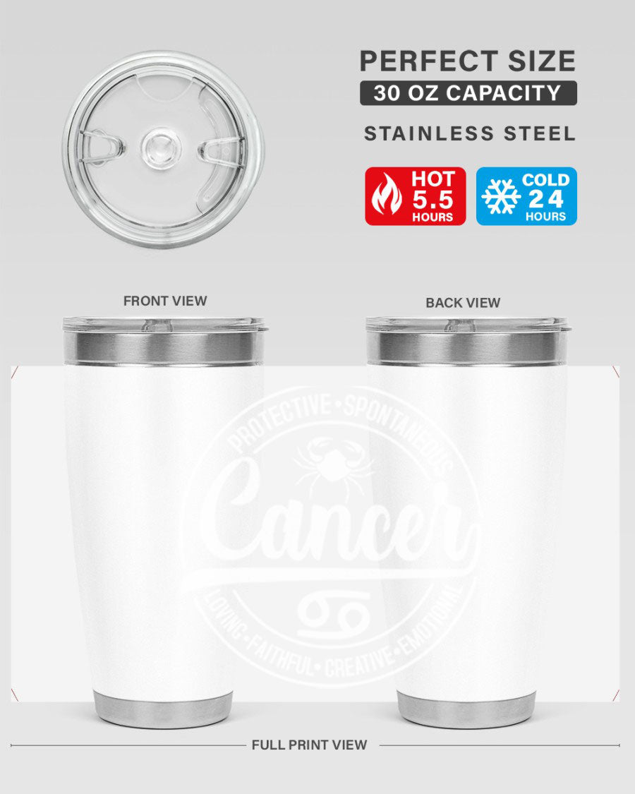 Cancer 154# Tumbler in stainless steel with a stylish design, perfect for hot and cold beverages.