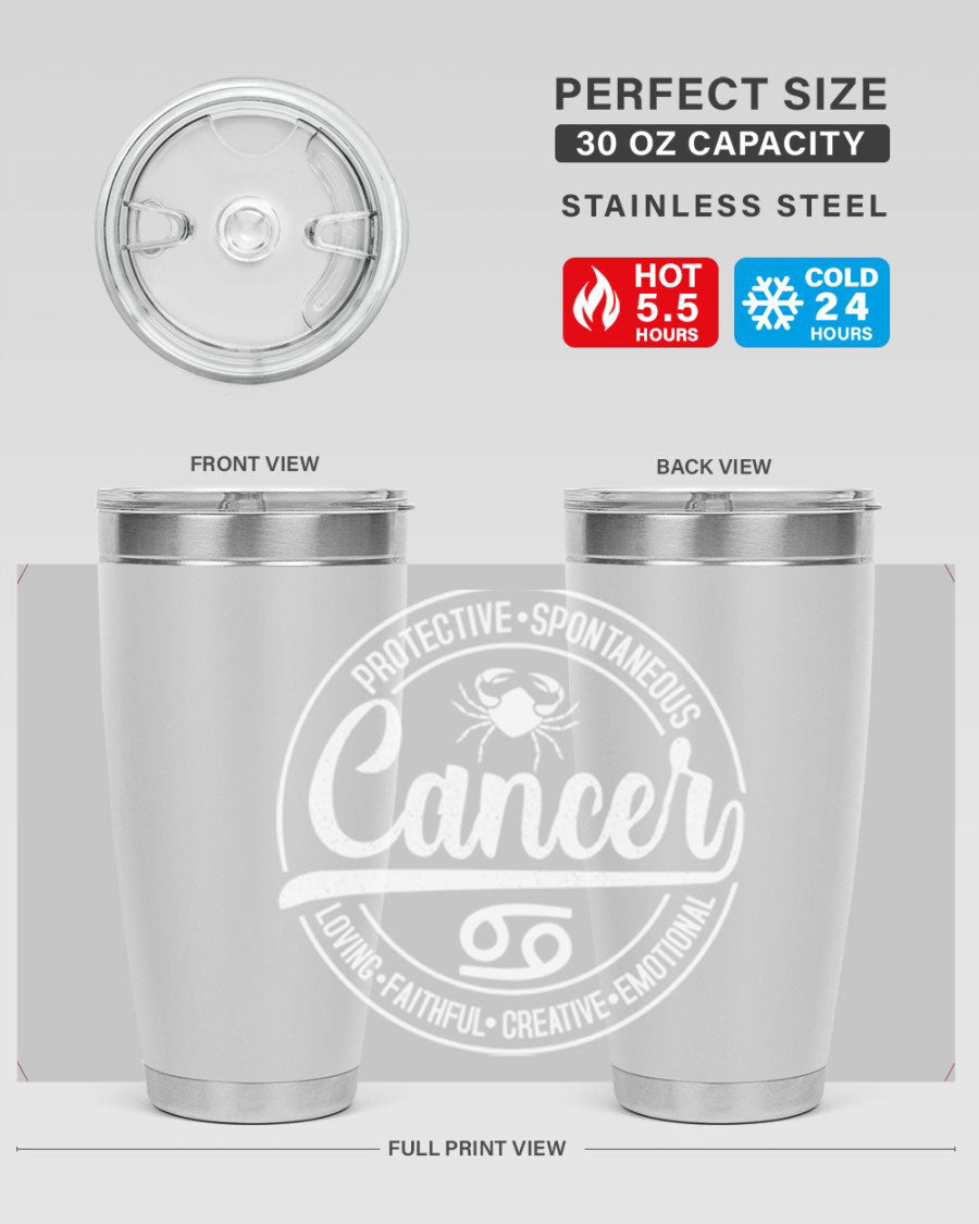 Cancer 154# Tumbler in stainless steel with a stylish design, perfect for hot and cold beverages.
