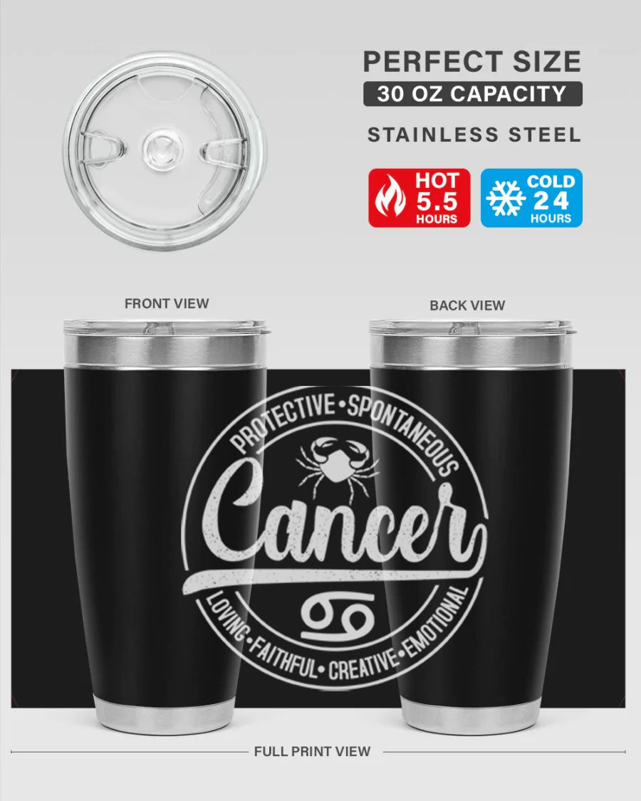 Cancer 154# Tumbler in stainless steel with a stylish design, perfect for hot and cold beverages.