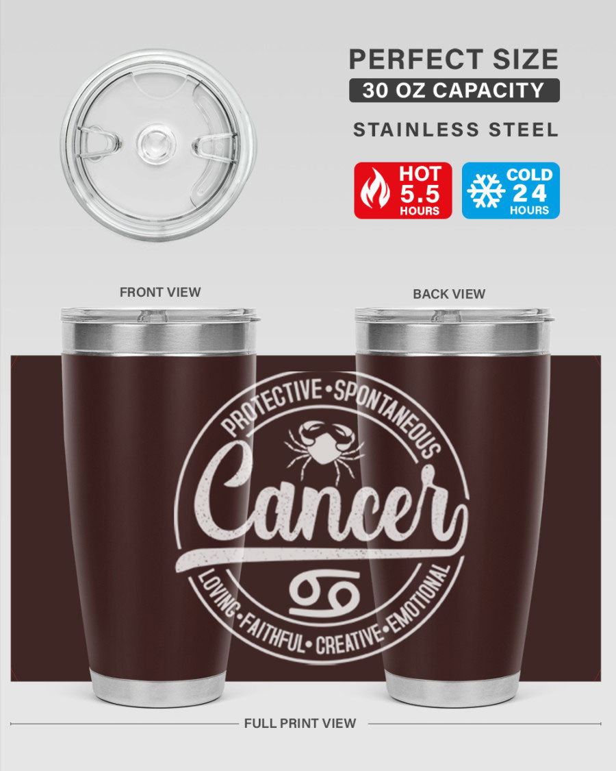 Cancer 154# Tumbler in stainless steel with a stylish design, perfect for hot and cold beverages.