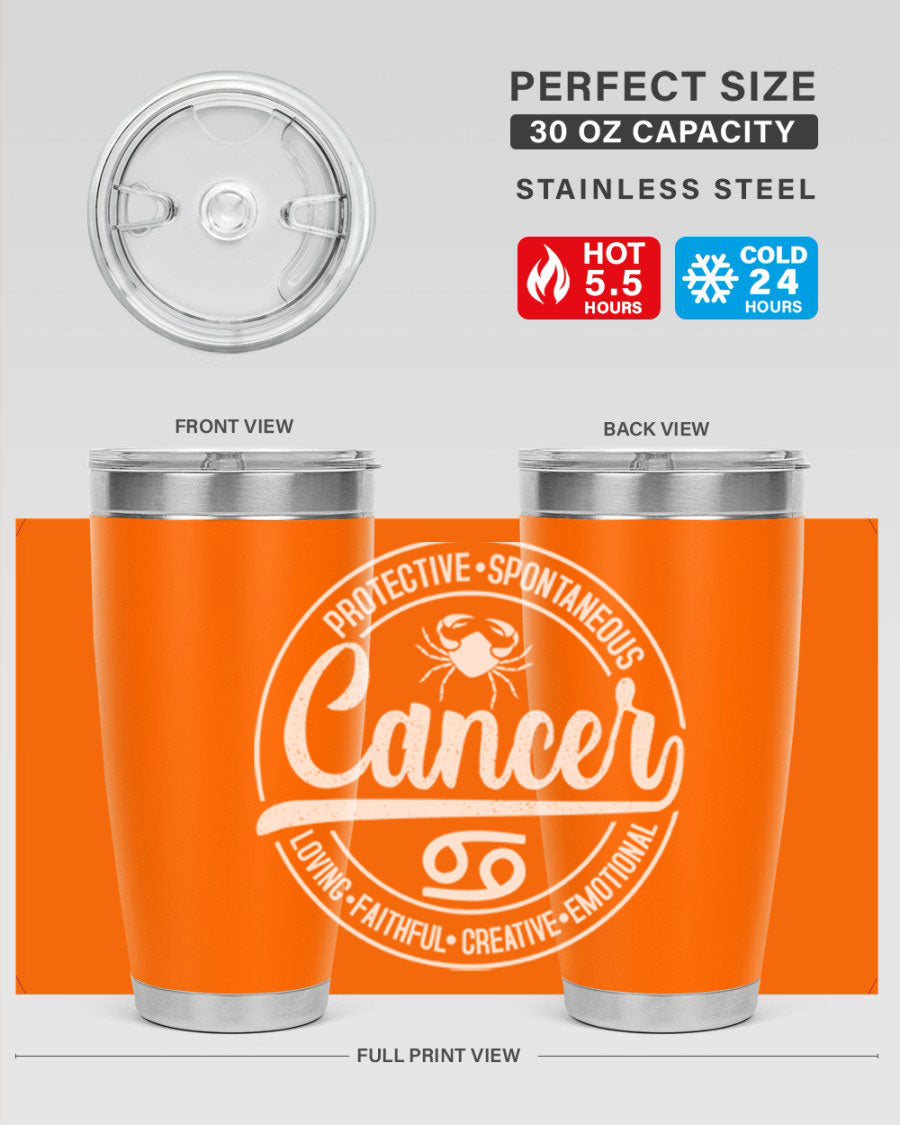 Cancer 154# Tumbler in stainless steel with a stylish design, perfect for hot and cold beverages.