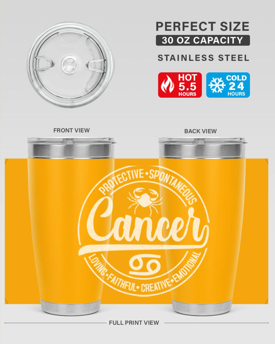 Cancer 154# Tumbler in stainless steel with a stylish design, perfect for hot and cold beverages.