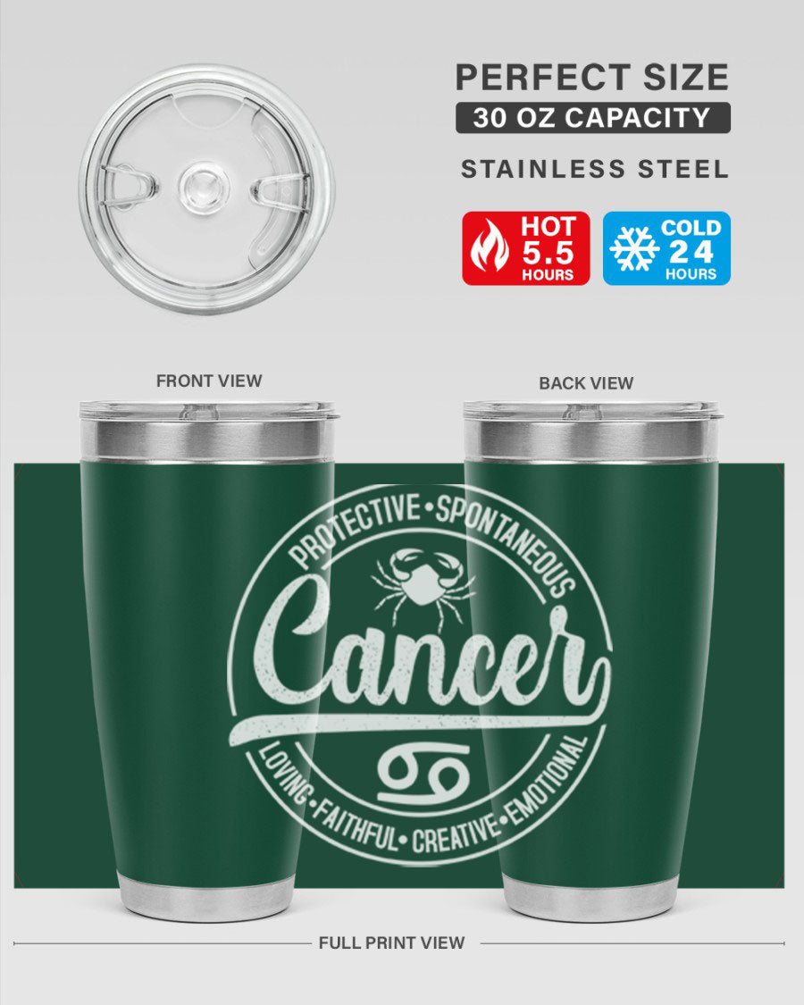 Cancer 154# Tumbler in stainless steel with a stylish design, perfect for hot and cold beverages.