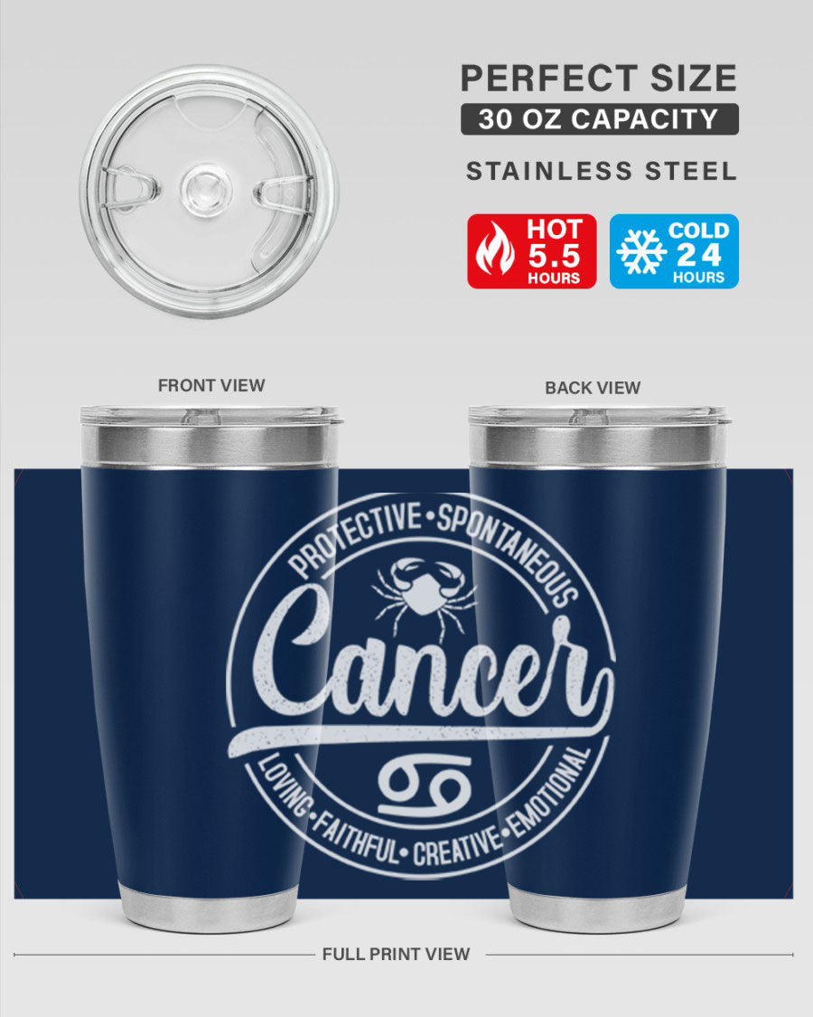 Cancer 154# Tumbler in stainless steel with a stylish design, perfect for hot and cold beverages.
