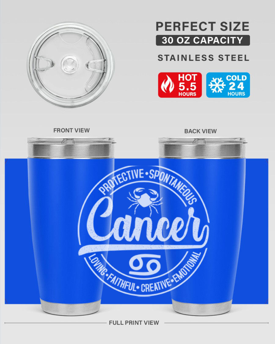 Cancer 154# Tumbler in stainless steel with a stylish design, perfect for hot and cold beverages.