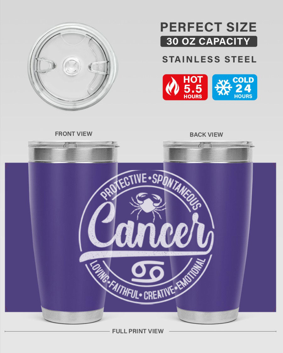 Cancer 154# Tumbler in stainless steel with a stylish design, perfect for hot and cold beverages.