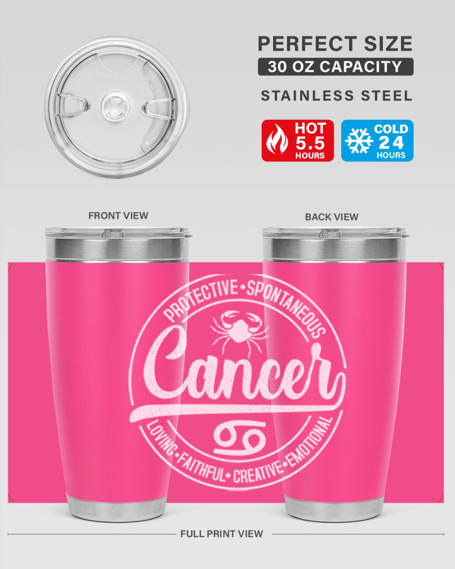 Cancer 154# Tumbler in stainless steel with a stylish design, perfect for hot and cold beverages.