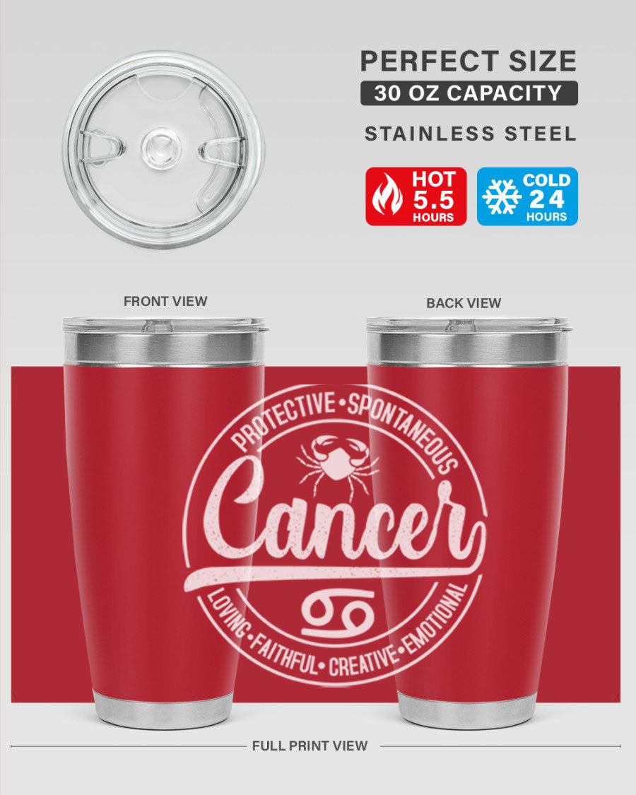 Cancer 154# Tumbler in stainless steel with a stylish design, perfect for hot and cold beverages.
