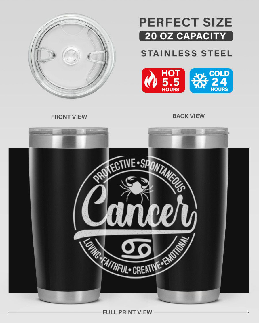 Cancer 154# Tumbler in stainless steel with a stylish design, perfect for hot and cold beverages.