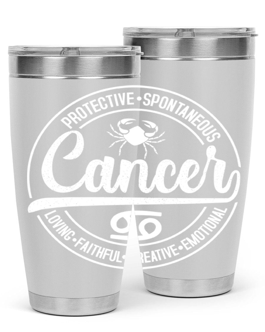 Cancer 154# Tumbler in stainless steel with a stylish design, perfect for hot and cold beverages.