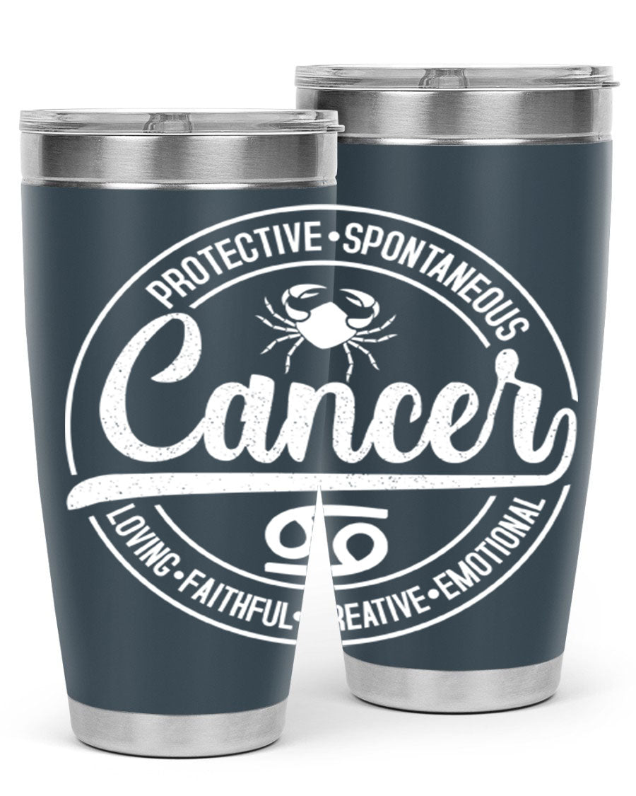 Cancer 154# Tumbler in stainless steel with a stylish design, perfect for hot and cold beverages.