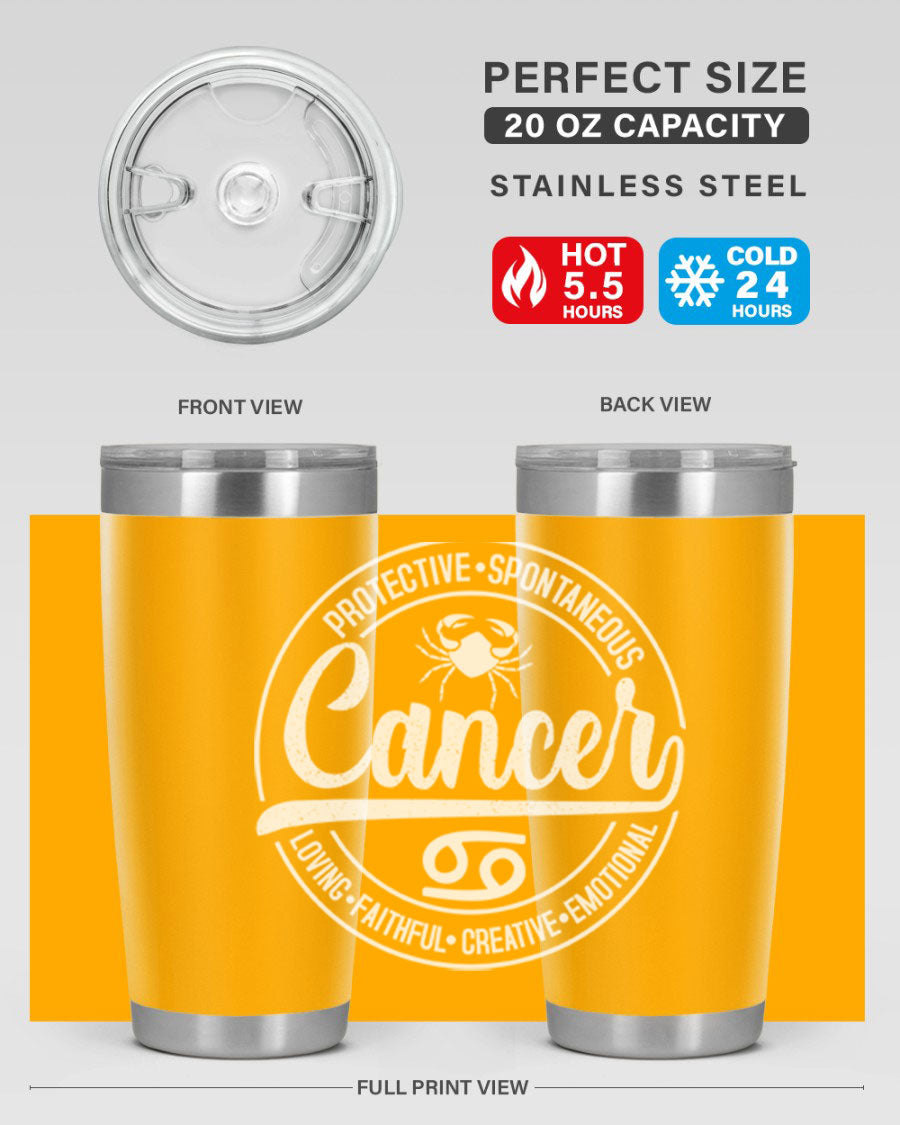 Cancer 154# Tumbler in stainless steel with a stylish design, perfect for hot and cold beverages.