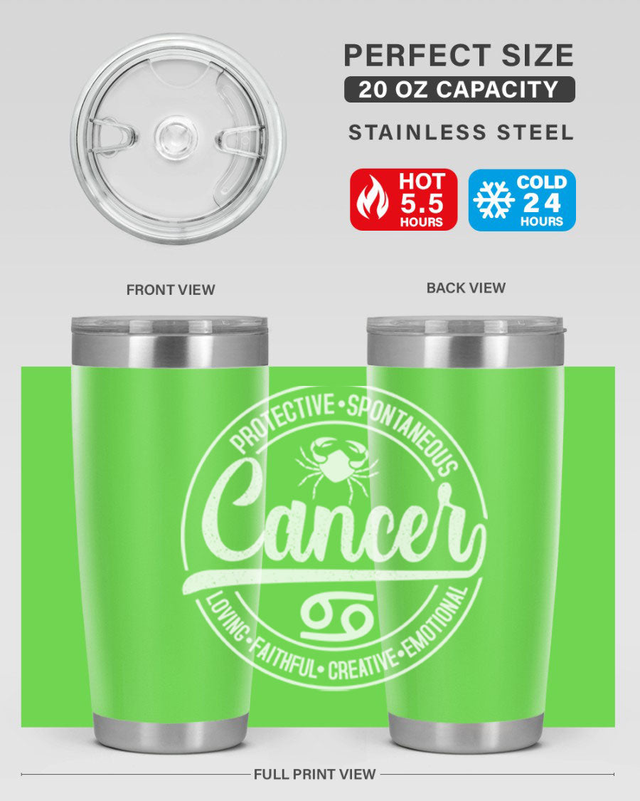 Cancer 154# Tumbler in stainless steel with a stylish design, perfect for hot and cold beverages.