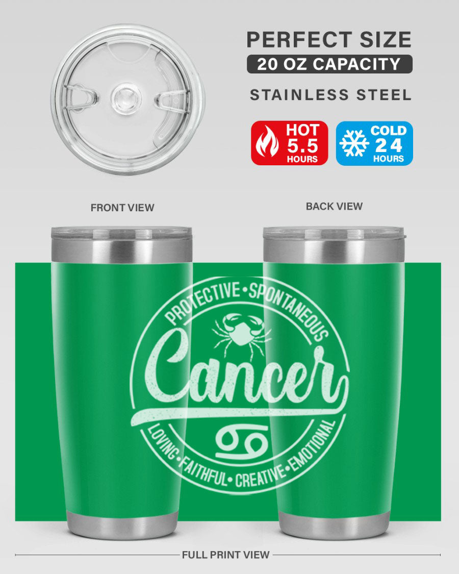 Cancer 154# Tumbler in stainless steel with a stylish design, perfect for hot and cold beverages.