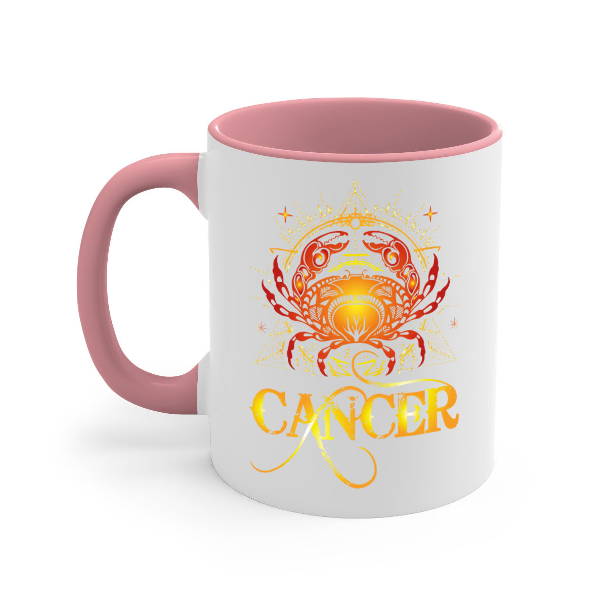 Cancer 163# Zodiac Mug with colored handle and glossy finish, available in multiple colors and sizes.