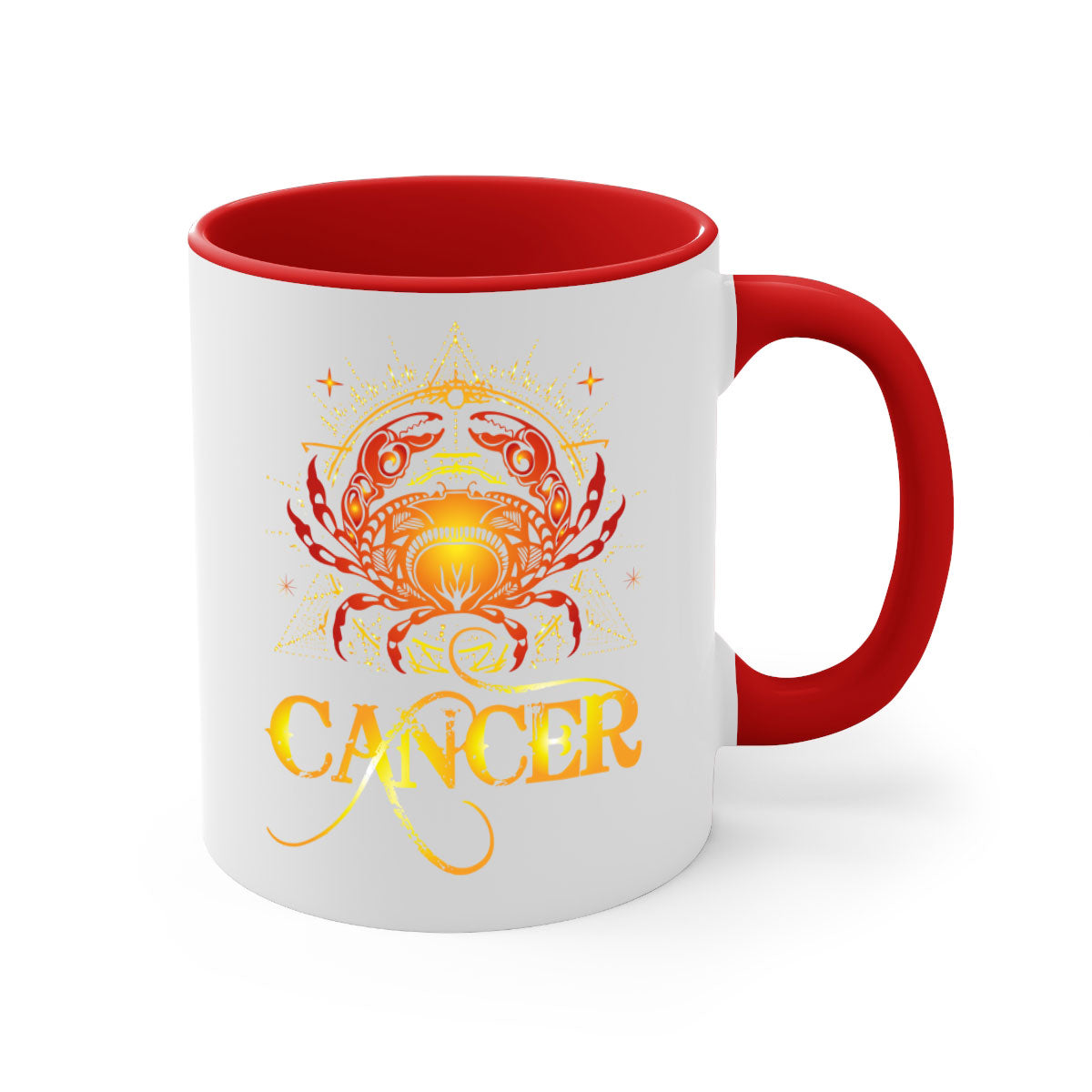 Cancer 163# Zodiac Mug with colored handle and glossy finish, available in multiple colors and sizes.
