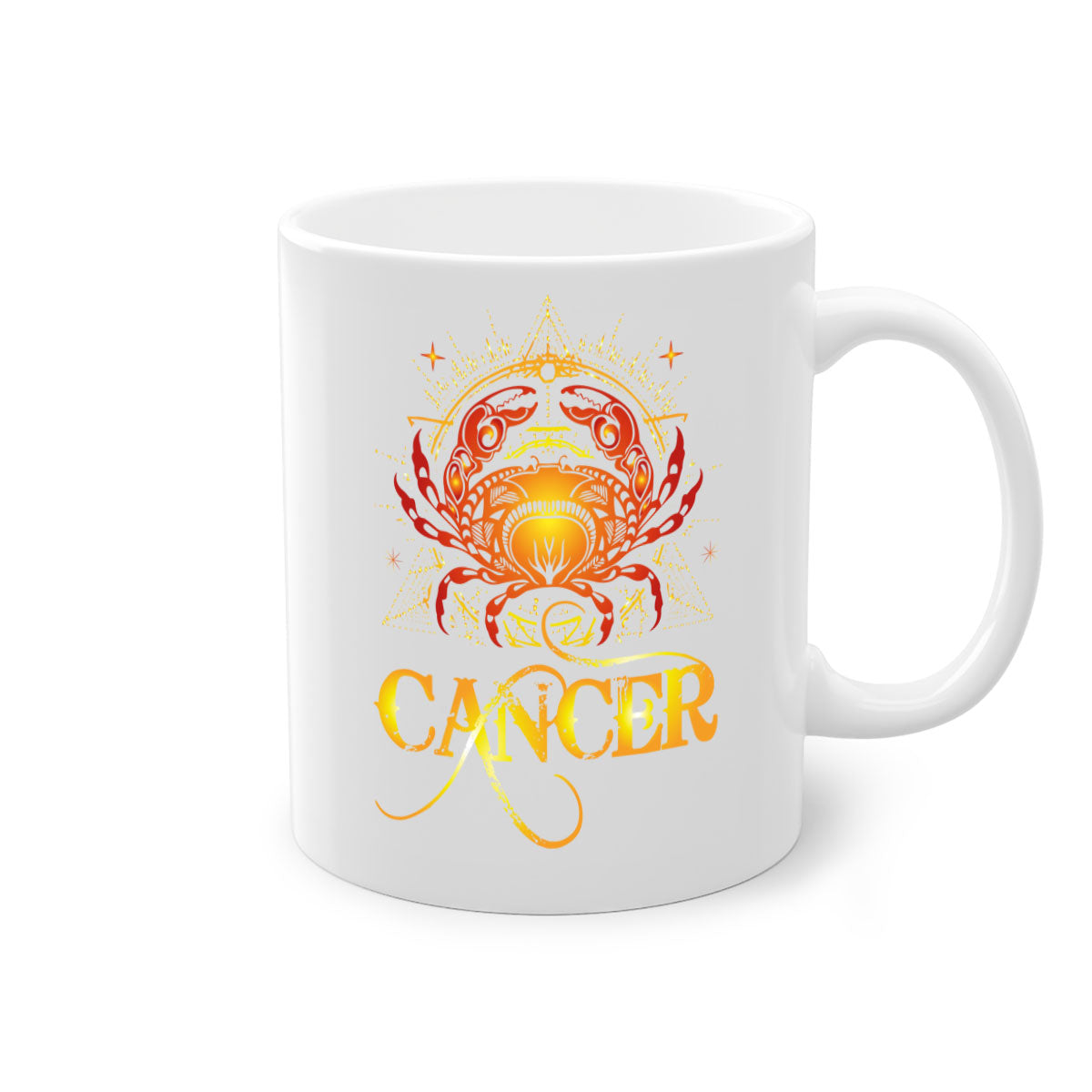 Cancer 163# Zodiac Mug with colored handle and glossy finish, available in multiple colors and sizes.