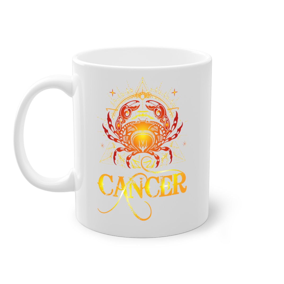 Cancer 163# Zodiac Mug with colored handle and glossy finish, available in multiple colors and sizes.