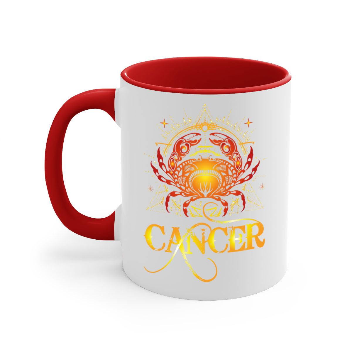 Cancer 163# Zodiac Mug with colored handle and glossy finish, available in multiple colors and sizes.