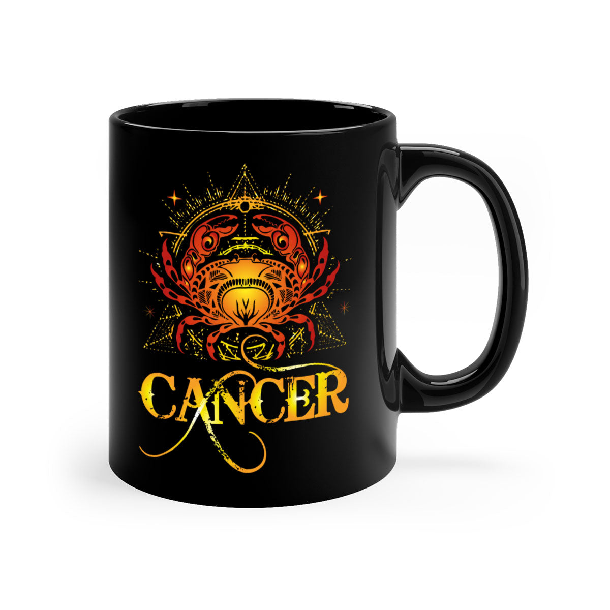 Cancer 163# Zodiac Mug with colored handle and glossy finish, available in multiple colors and sizes.