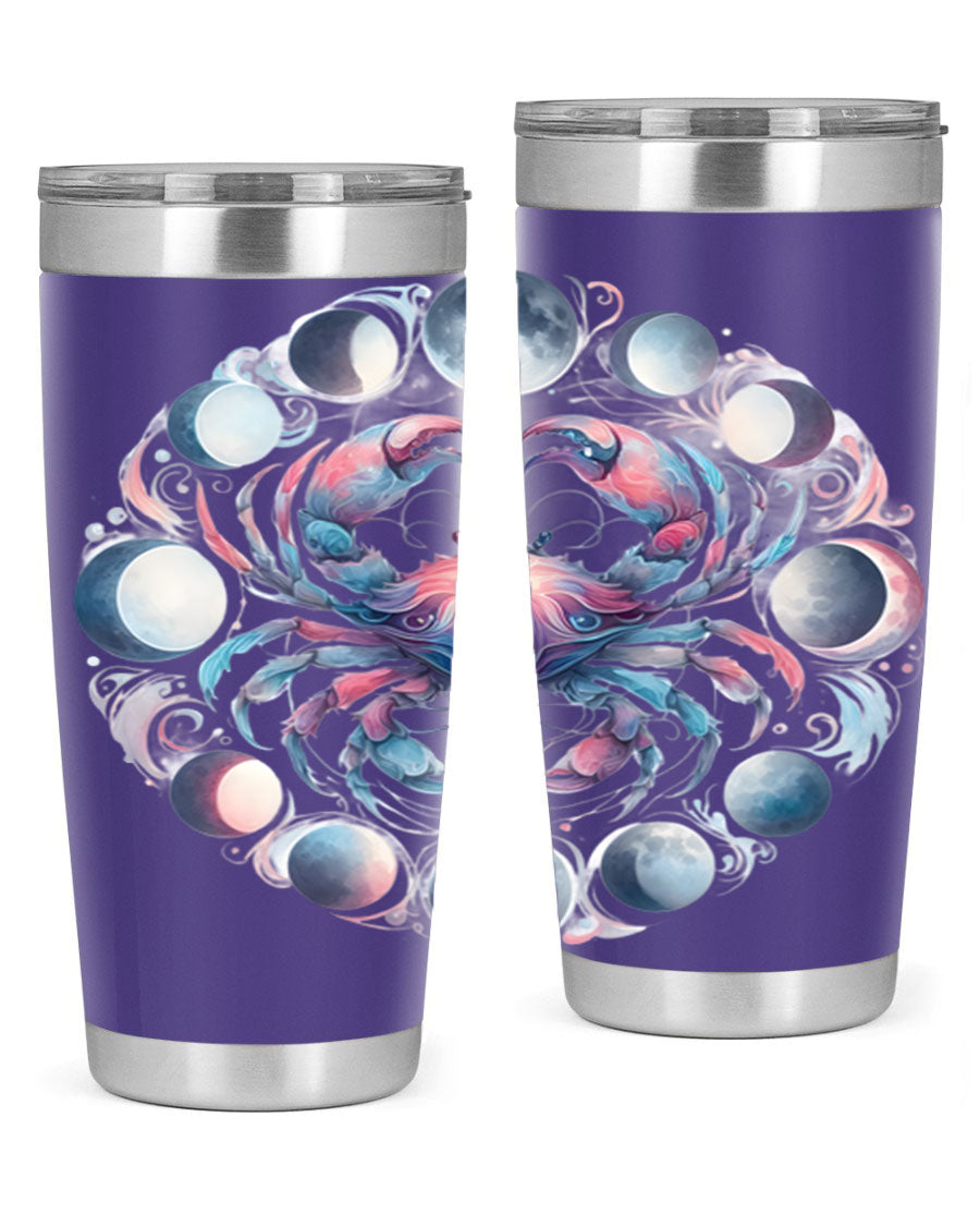 Cancer 169# Zodiac Tumbler in stainless steel with a vibrant design, perfect for hot and cold beverages.