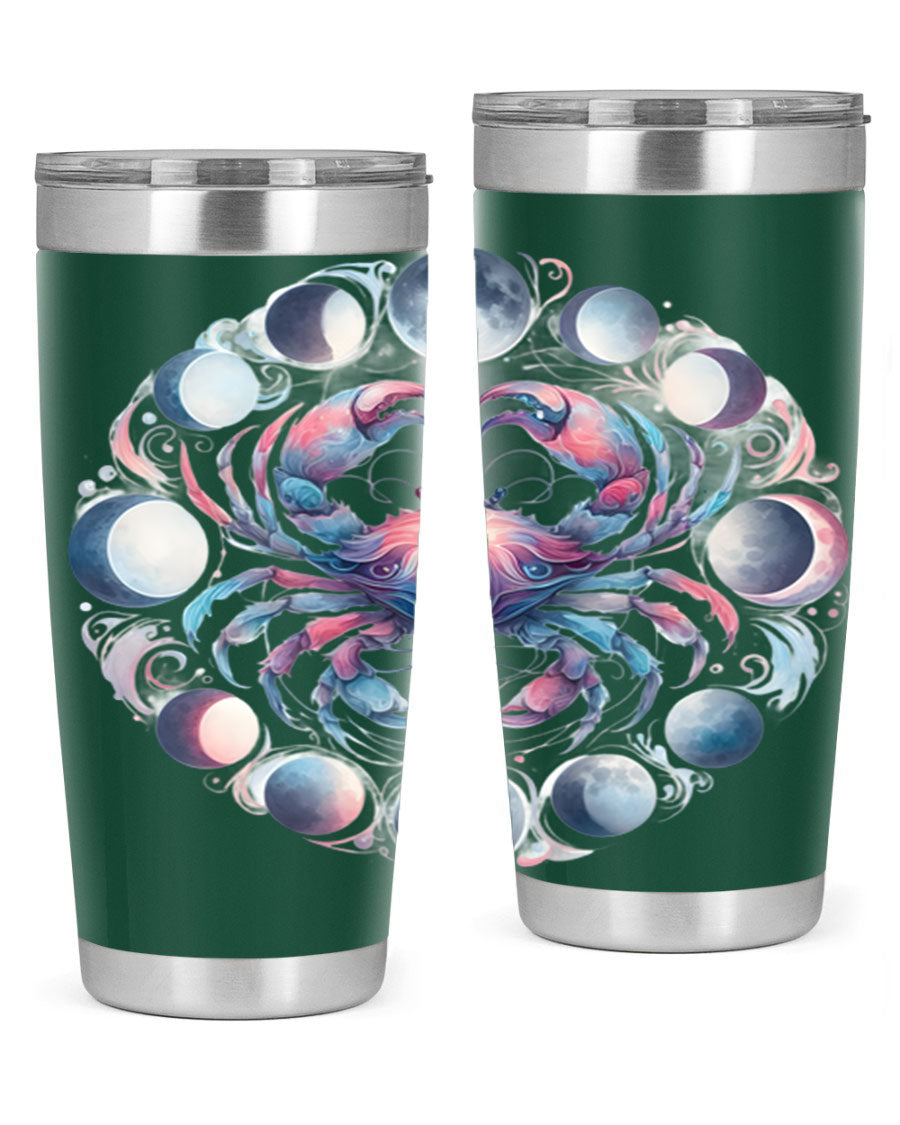 Cancer 169# Zodiac Tumbler in stainless steel with a vibrant design, perfect for hot and cold beverages.