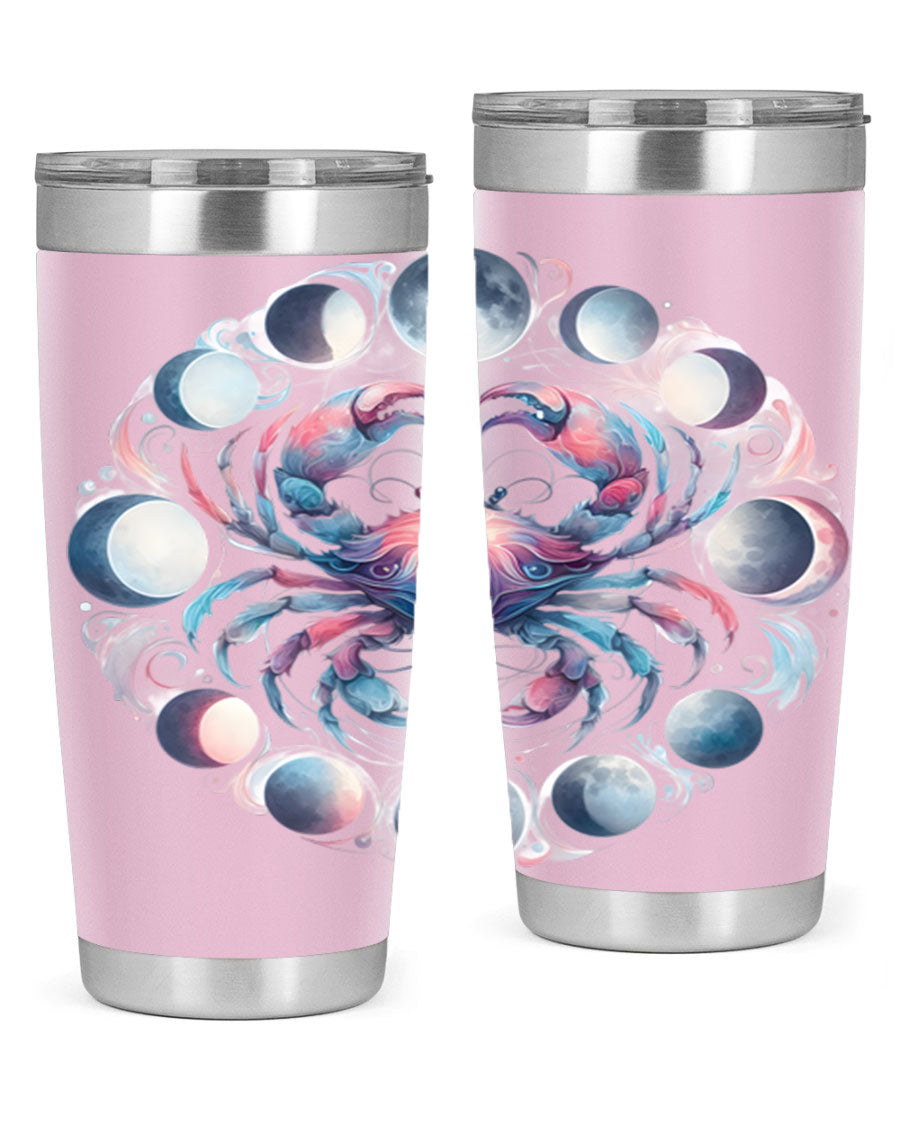 Cancer 169# Zodiac Tumbler in stainless steel with a vibrant design, perfect for hot and cold beverages.
