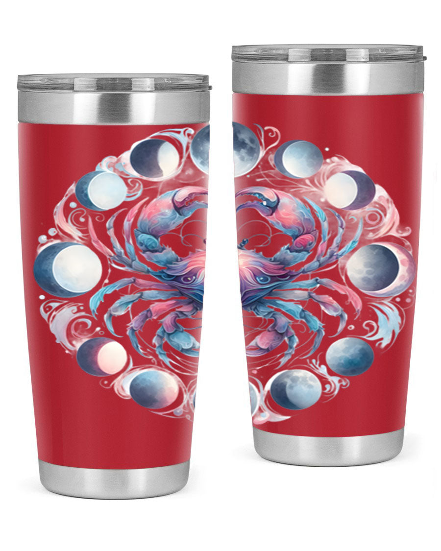 Cancer 169# Zodiac Tumbler in stainless steel with a vibrant design, perfect for hot and cold beverages.