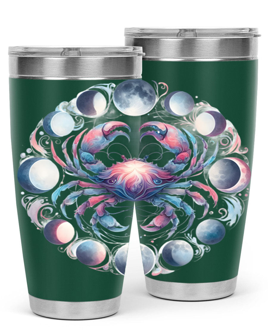 Cancer 169# Zodiac Tumbler in stainless steel with a vibrant design, perfect for hot and cold beverages.