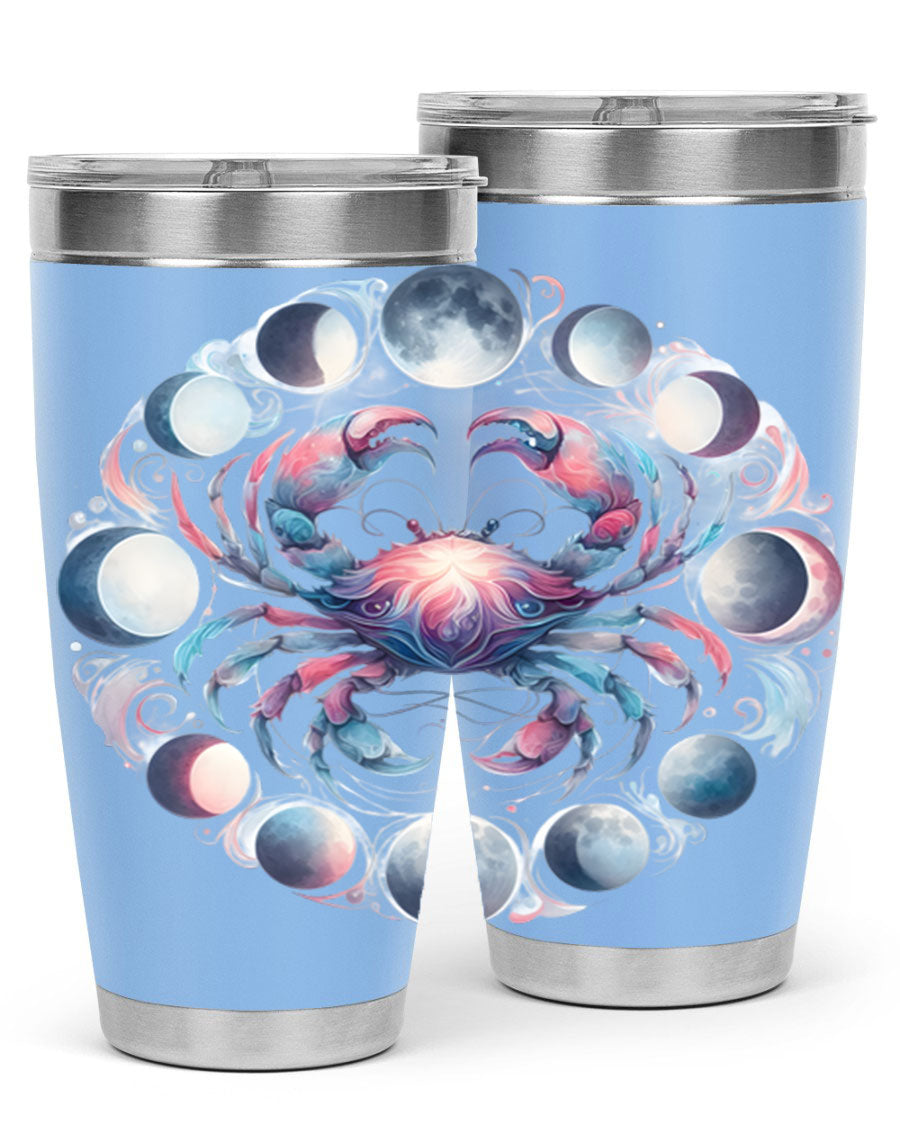 Cancer 169# Zodiac Tumbler in stainless steel with a vibrant design, perfect for hot and cold beverages.
