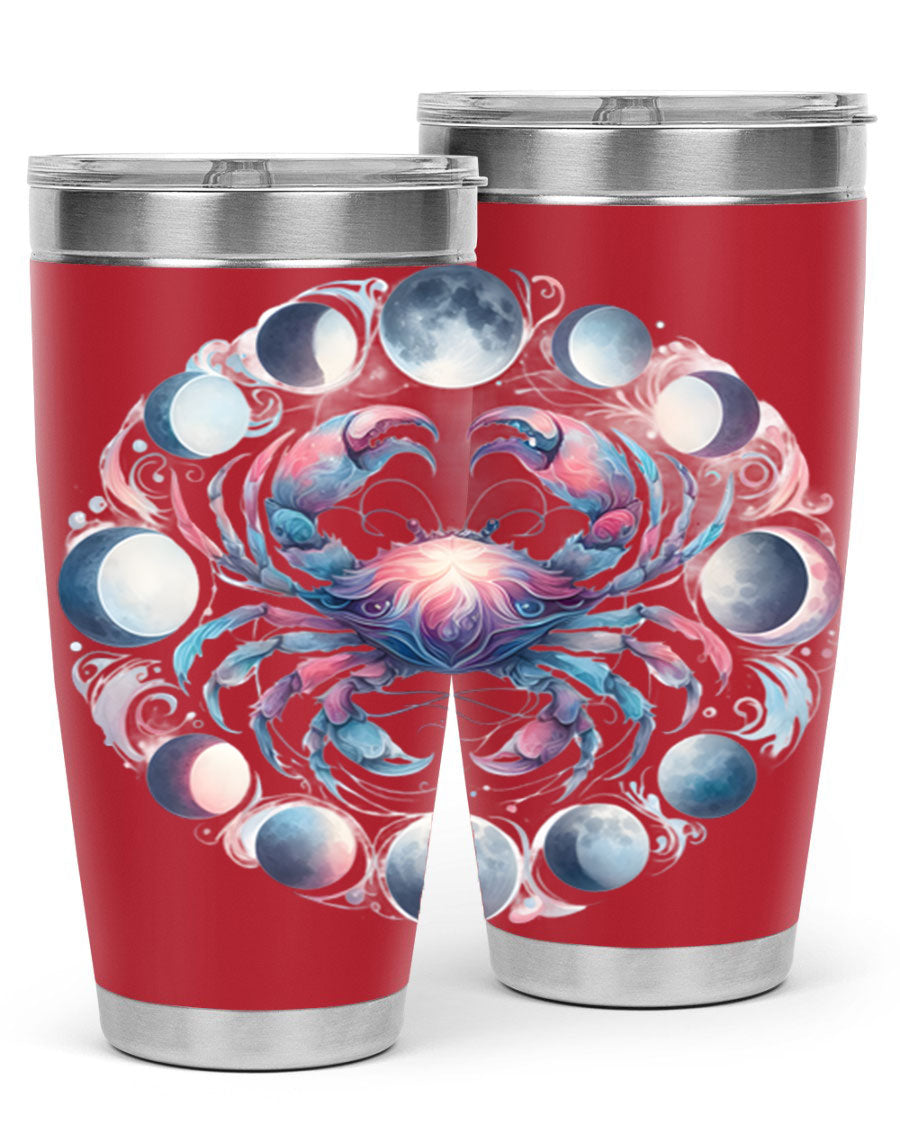 Cancer 169# Zodiac Tumbler in stainless steel with a vibrant design, perfect for hot and cold beverages.