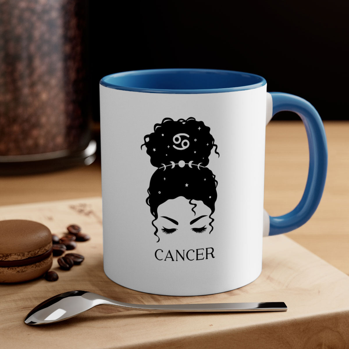 Cancer 170# Zodiac Mug with two-tone design and glossy finish, available in multiple colors.