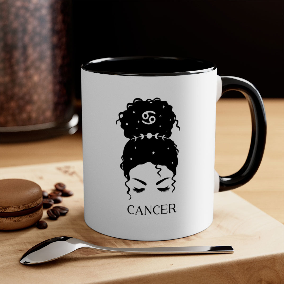 Cancer 170# Zodiac Mug with two-tone design and glossy finish, available in multiple colors.