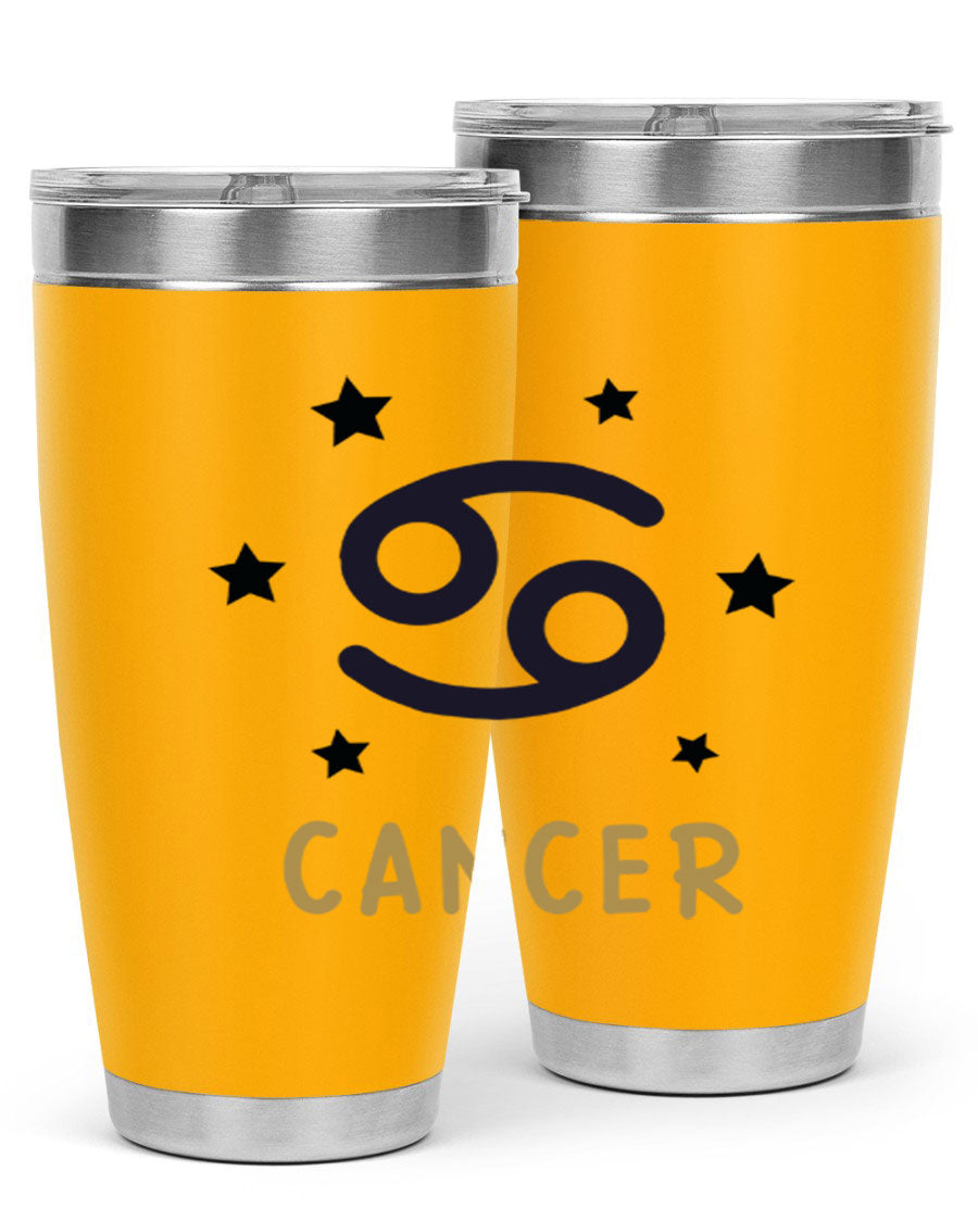 Cancer 172# Zodiac Tumbler in stainless steel with a stylish design, featuring a drink-thru lid and vibrant zodiac print.
