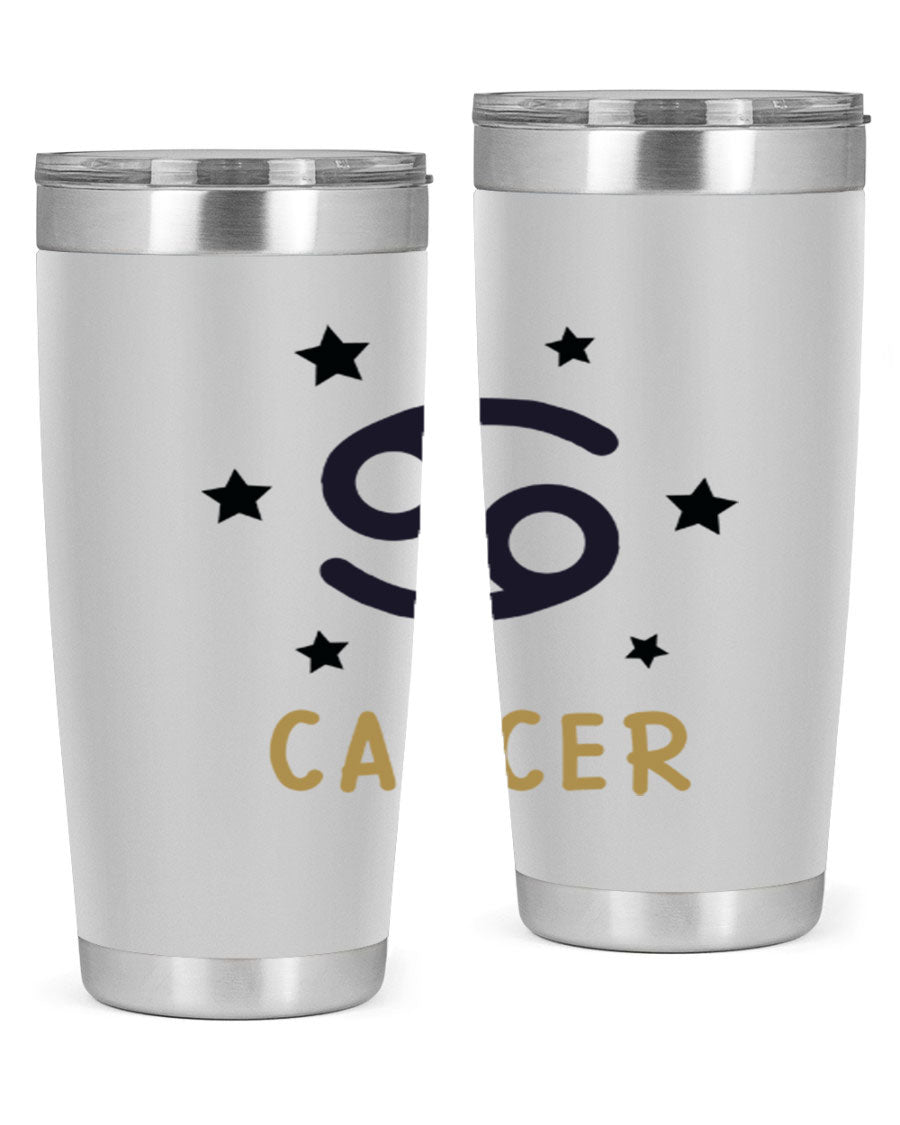 Cancer 172# Zodiac Tumbler in stainless steel with a stylish design, featuring a drink-thru lid and vibrant zodiac print.