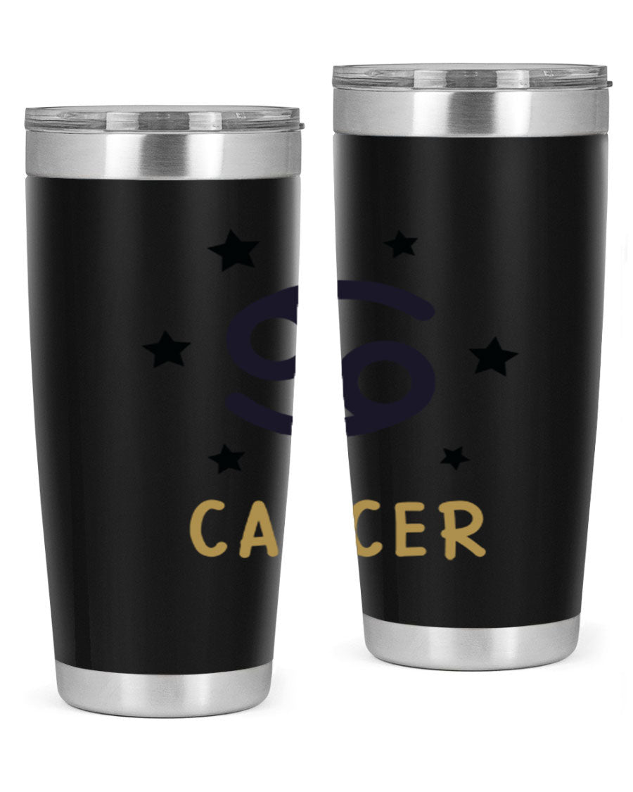 Cancer 172# Zodiac Tumbler in stainless steel with a stylish design, featuring a drink-thru lid and vibrant zodiac print.