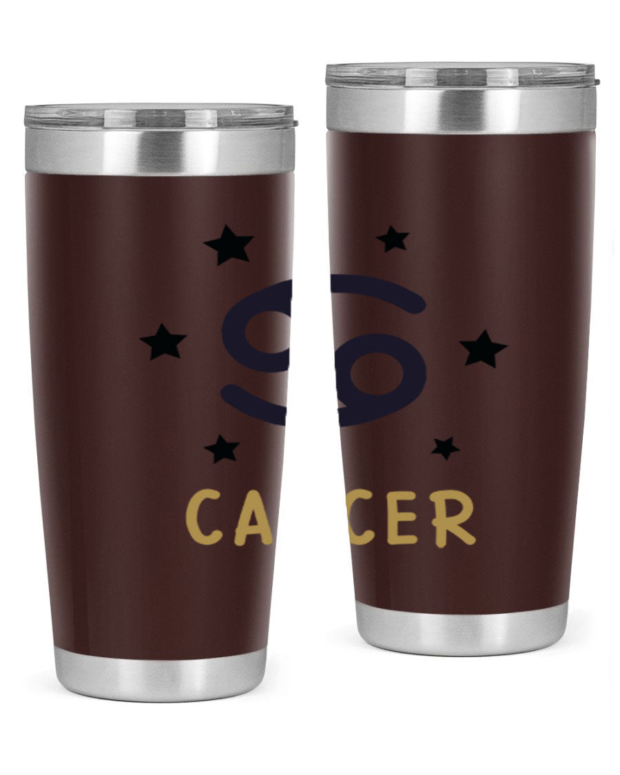 Cancer 172# Zodiac Tumbler in stainless steel with a stylish design, featuring a drink-thru lid and vibrant zodiac print.