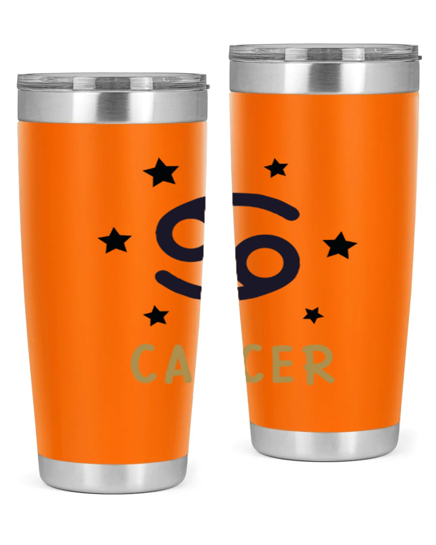Cancer 172# Zodiac Tumbler in stainless steel with a stylish design, featuring a drink-thru lid and vibrant zodiac print.