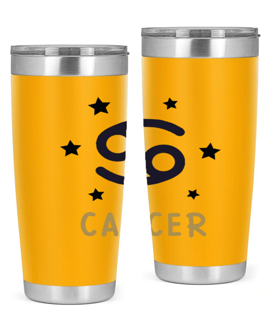 Cancer 172# Zodiac Tumbler in stainless steel with a stylish design, featuring a drink-thru lid and vibrant zodiac print.