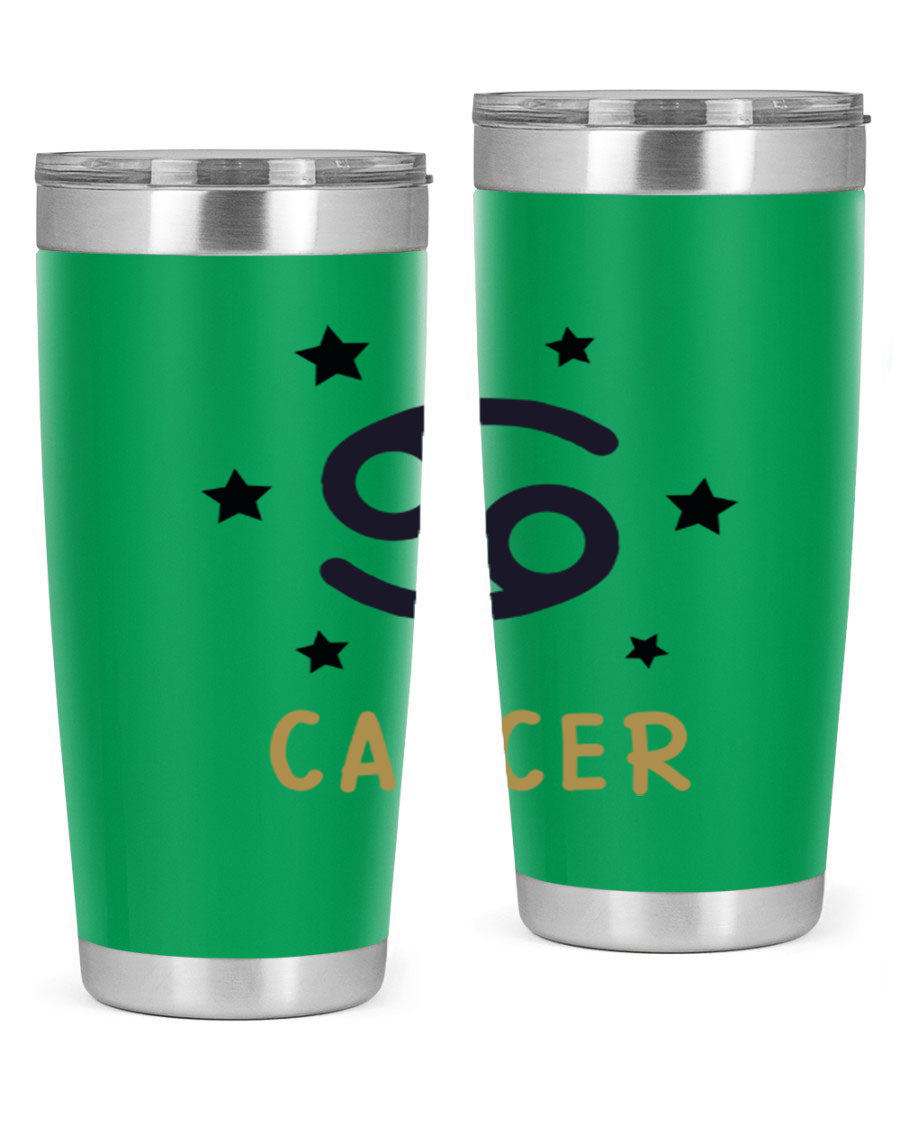 Cancer 172# Zodiac Tumbler in stainless steel with a stylish design, featuring a drink-thru lid and vibrant zodiac print.