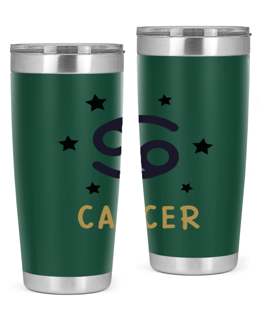 Cancer 172# Zodiac Tumbler in stainless steel with a stylish design, featuring a drink-thru lid and vibrant zodiac print.
