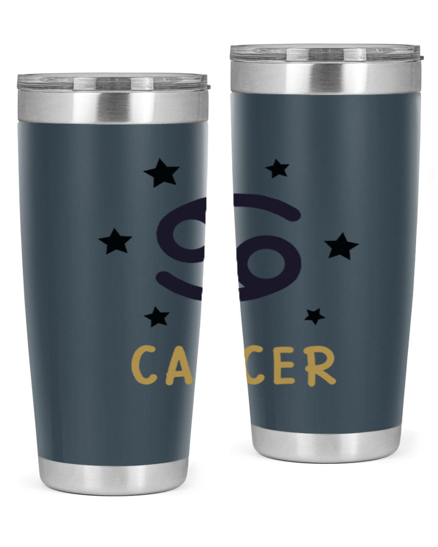 Cancer 172# Zodiac Tumbler in stainless steel with a stylish design, featuring a drink-thru lid and vibrant zodiac print.