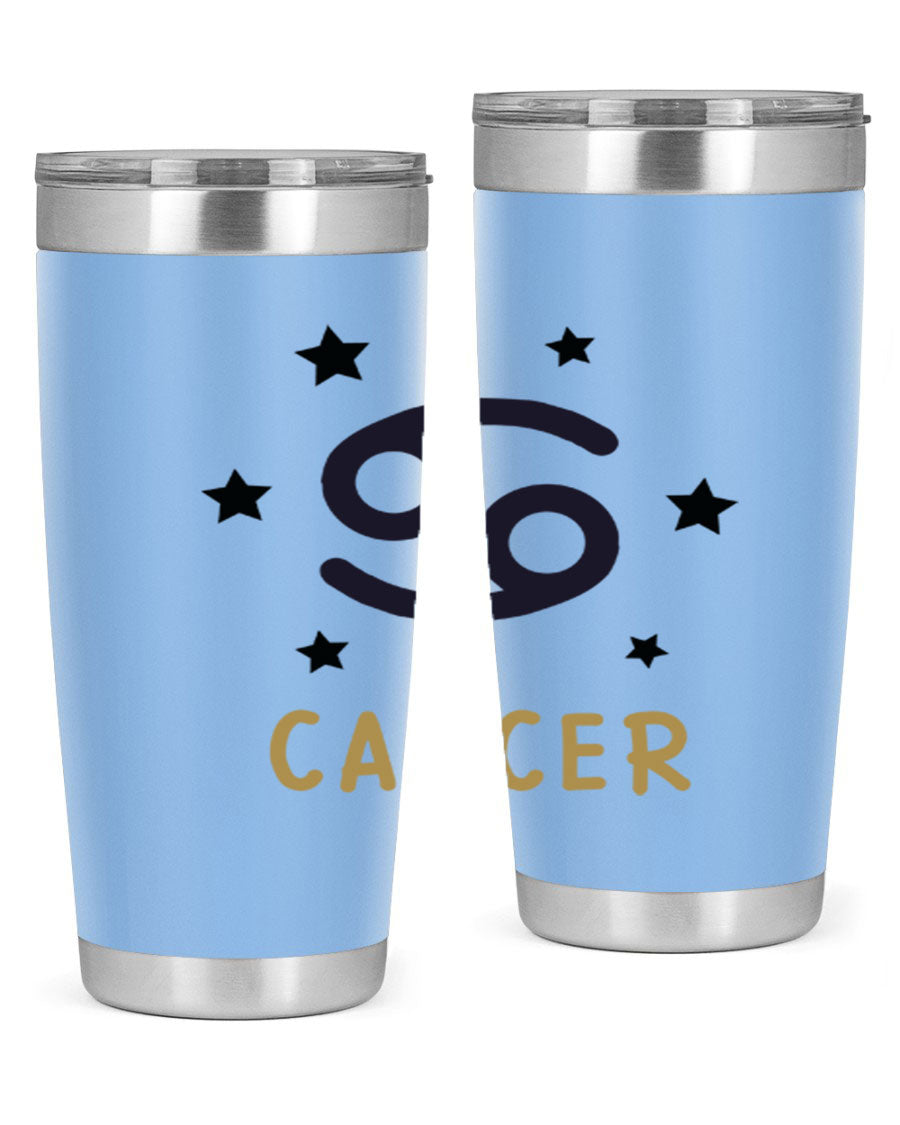 Cancer 172# Zodiac Tumbler in stainless steel with a stylish design, featuring a drink-thru lid and vibrant zodiac print.