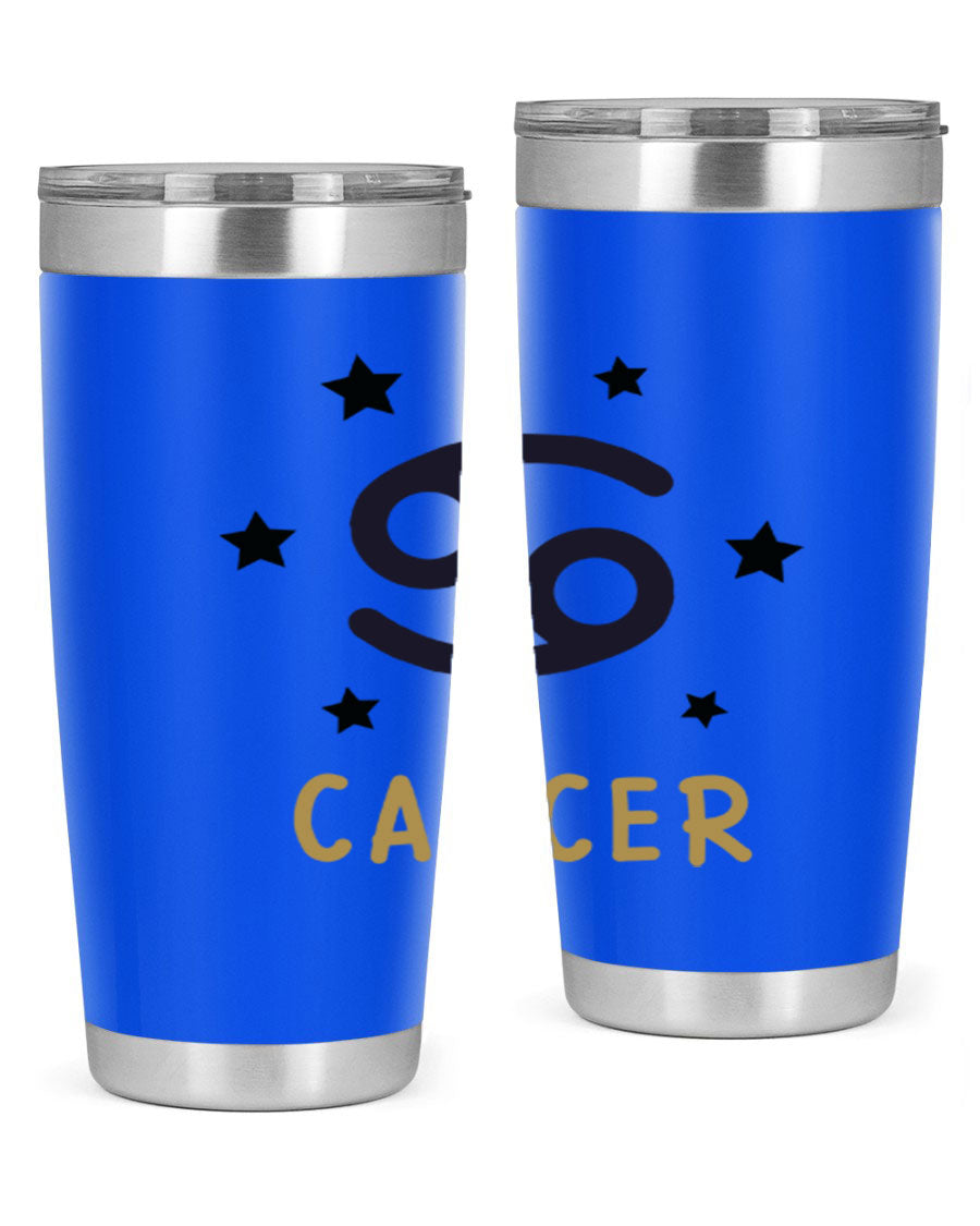 Cancer 172# Zodiac Tumbler in stainless steel with a stylish design, featuring a drink-thru lid and vibrant zodiac print.