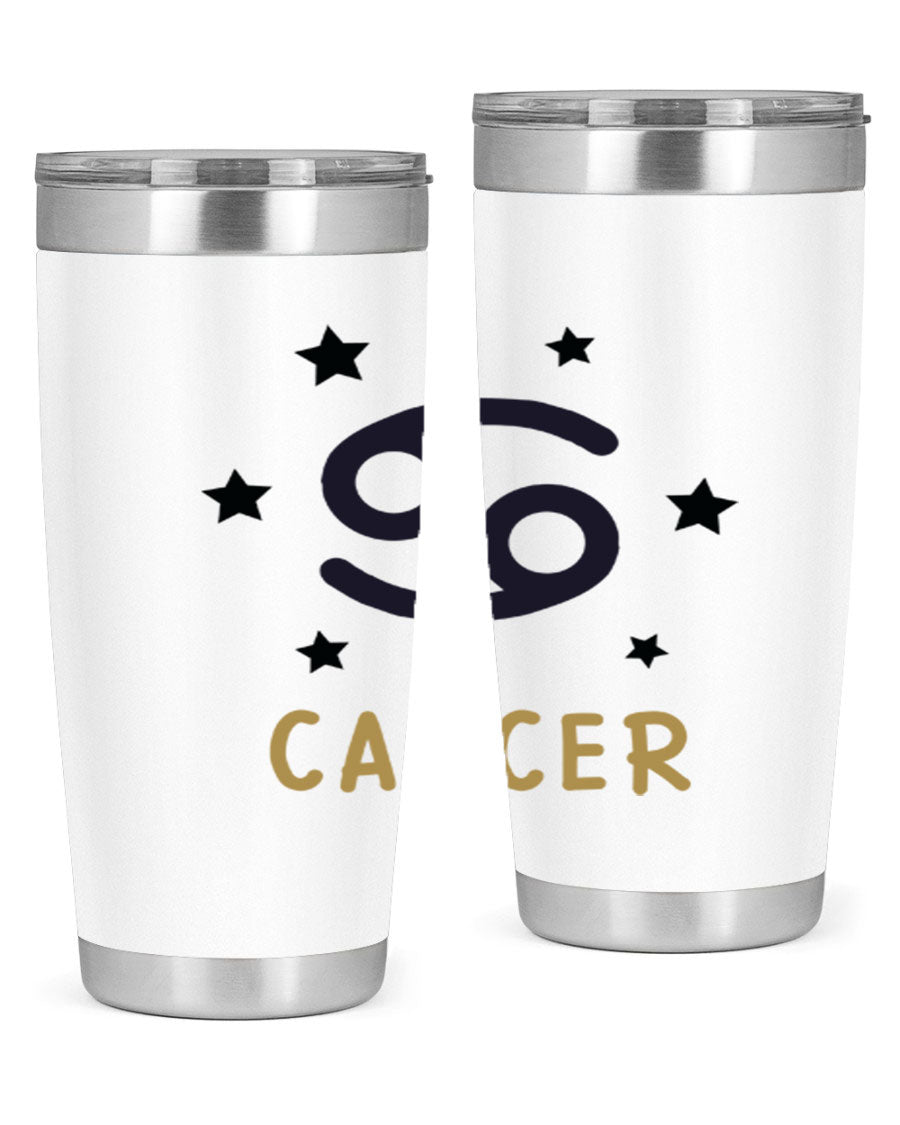 Cancer 172# Zodiac Tumbler in stainless steel with a stylish design, featuring a drink-thru lid and vibrant zodiac print.