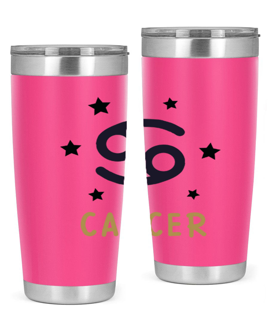 Cancer 172# Zodiac Tumbler in stainless steel with a stylish design, featuring a drink-thru lid and vibrant zodiac print.